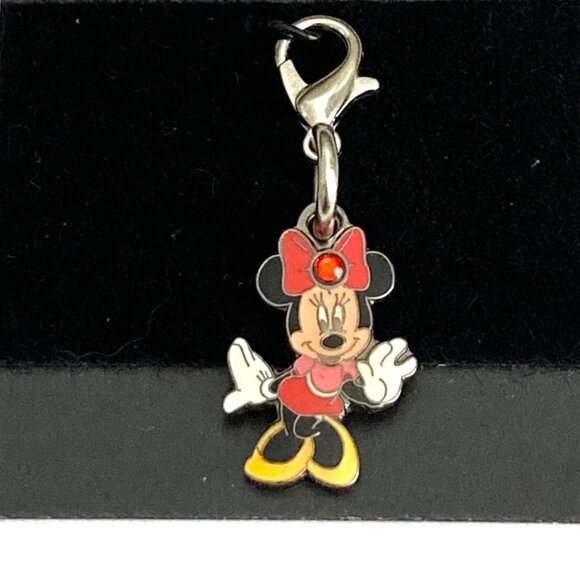 Vintage Disney Minnie Mouse Clip On Charm Zipper Pull Purse EnamelCrystal Signed - Picture 7 of 9